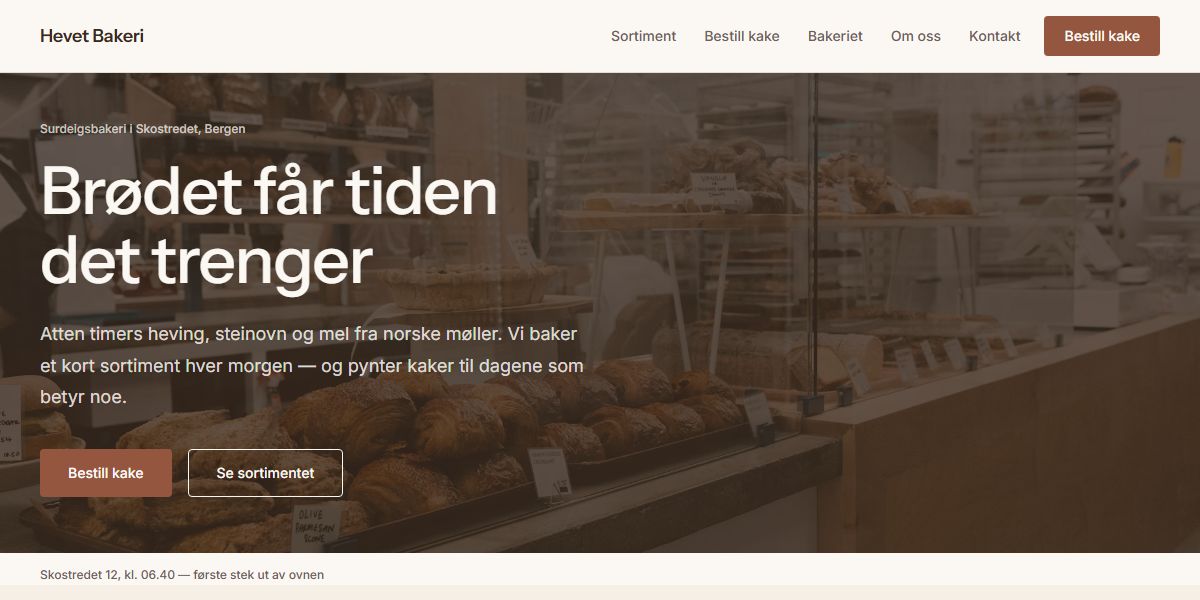 Forhåndsvisning av temaet Morgenlys for bakerier