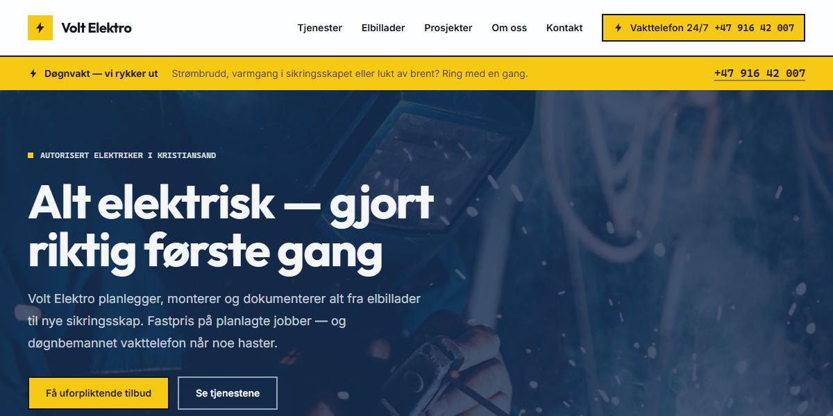 Forhåndsvisning av temaet Volt for elektrikere
