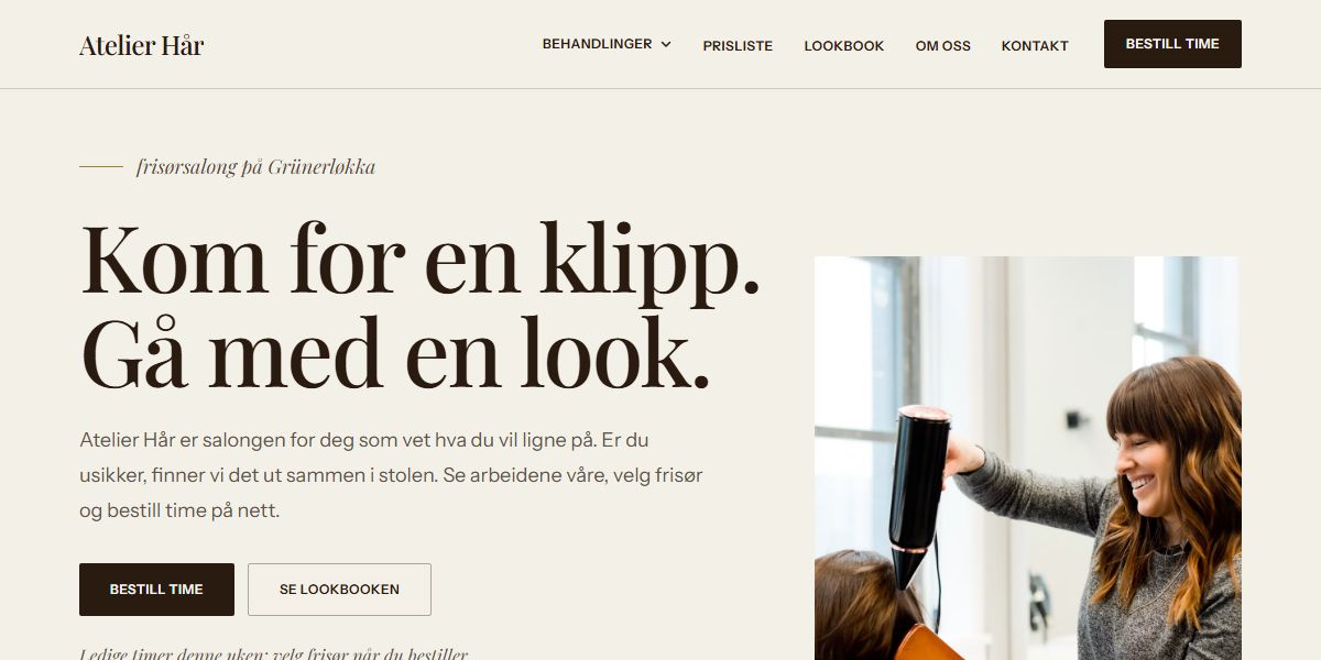 Forhåndsvisning av temaet Atelier for Frisørsalong