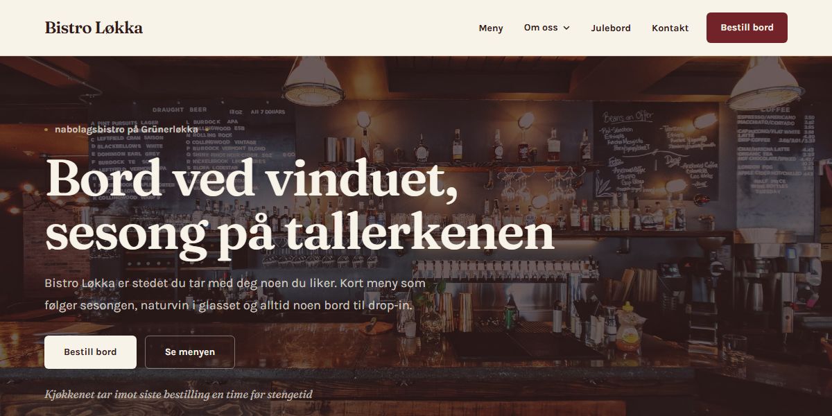 Forhåndsvisning av temaet Stambord for Restaurant og bistro