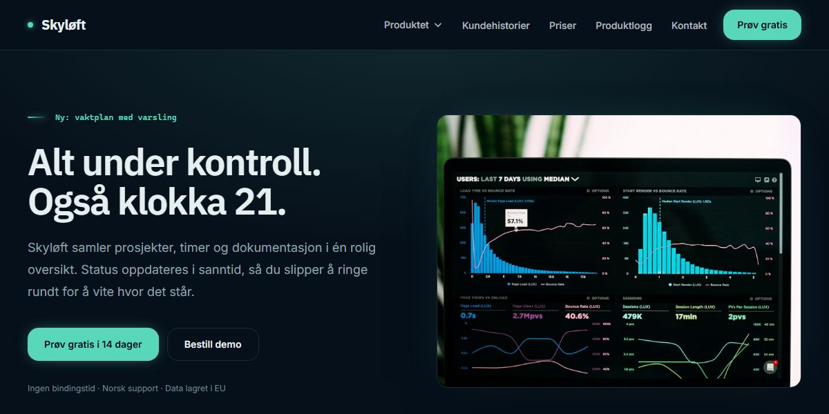 Forhåndsvisning av temaet Morild for SaaS-plattform