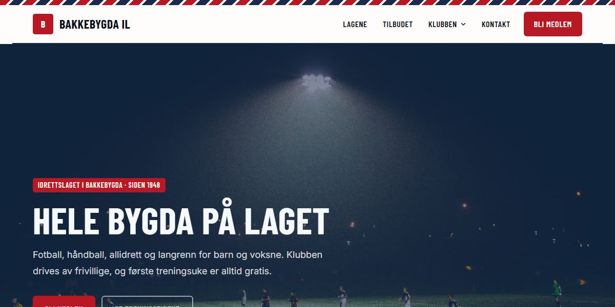 Forhåndsvisning av temaet Klubbhus for Idrettslag