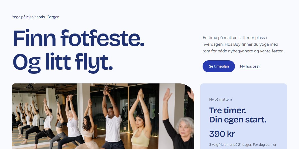 Forhåndsvisning av temaet Bøy for yogastudioer